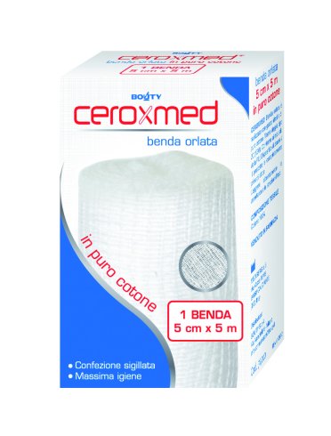 Ceroxmed - benda orlata in garza idrofila 5 cm x 5 m - 1 benda