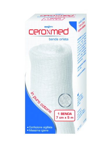 Ceroxmed - benda orlata in garza idrofila 7 cm x 5 m - 1 benda