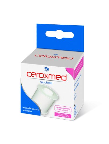 Ceroxmed - cerotti adesivi in rocchetto tessuto non tessuto ipoallergenico bianco 5 m x 5 cm - 1 pezzo