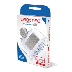 Ceroxmed Waterproof Silver - Cerotti Adesivi Sterili Impermeabili 50 x 72 mm - 5 Pezzi 