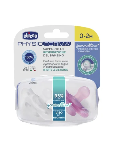Chicco physioforma gommotto in silicone bambina 0-2m 2 pezzi Chicco physioforma gommotto in silicone bambina 0-2m 2 pezzi