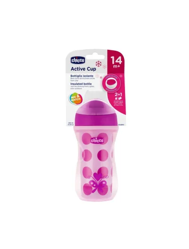Chicco active cup tazza isolante rosa 14m+ 1 pezzo Chicco active cup tazza isolante rosa 14m+ 1 pezzo