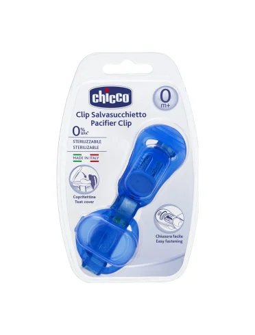 Chicco clip salvasucchietto blu 1 pezzo Chicco clip salvasucchietto blu 1 pezzo