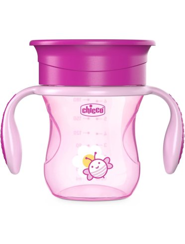 Chicco perfect cup tazza rosa silicone 360° 12m+ 220 ml