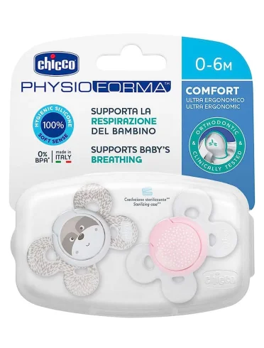 Chicco physioforma succhietto in silicone bambina 0-6m 2 pezzi Chicco physioforma succhietto in silicone bambina 0-6m 2 pezzi
