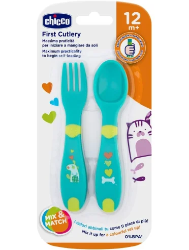 Chicco prime posatine in plastica 12m+ 2 pezzi Chicco prime posatine in plastica 12m+ 2 pezzi