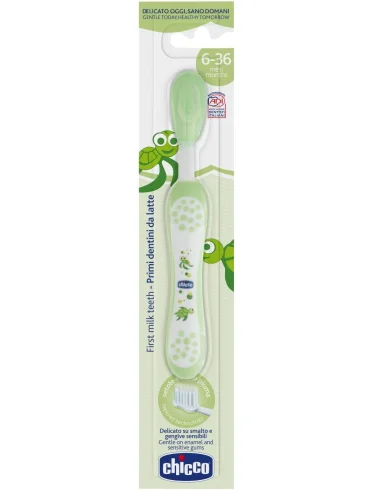 Chicco spazzolino primi denti verde 6-36m 1 pezzo Chicco spazzolino primi denti verde 6-36m 1 pezzo