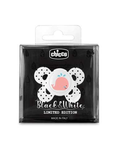 Chicco physioforma black & white succhietto in silicone 6-16m