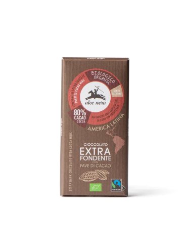 Cioccolato extra fondente biologico 80% con fave di cacao 100 g