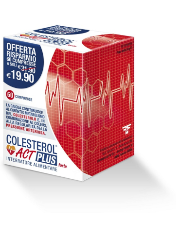 Colesterol act forte plus - integratore per il controllo del colesterolo e pressione arteriosa - 60 compresse