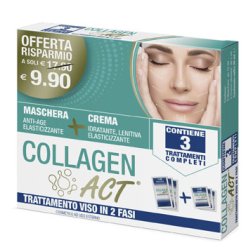 Collagen Act Trattamento Viso in 2 Fasi 3 Maschera Viso Anti-age 15 ml + 3 Creme Idratanti Viso 5 ml