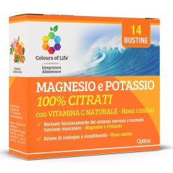 Colours Of Life Magnesio e Potassio - Integratore con Vitamina C per Stanchezza e Affaticamento - 14 Bustine