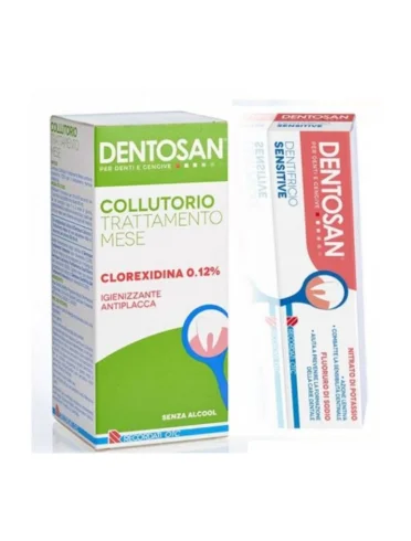 Dentosan collutorio trattamento mese 200 ml + dentifricio 75 ml Dentosan collutorio trattamento mese 200 ml + dentifricio 75 ml