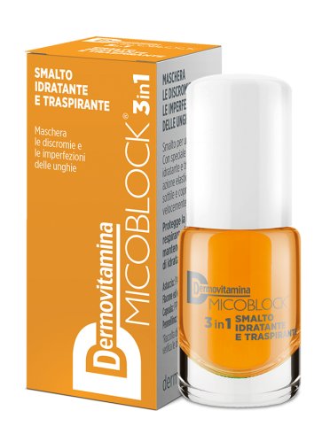 Dermovitamina micoblock 3 in 1 - smalto unghie idratante e trasparente anti-imperfezioni colore giallo - 5 ml