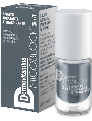 Dermovitamina micoblock 3 in 1 - smalto unghie idratante e trasparente anti-imperfezioni colore grigio - 5 ml