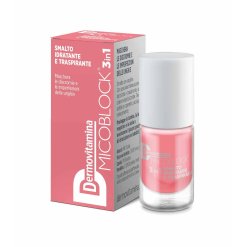 Dermovitamina Micoblock 3 in 1 - Smalto Unghie Idratante e Trasparente Anti-Imperfezioni Colore Rosa - 5 ml