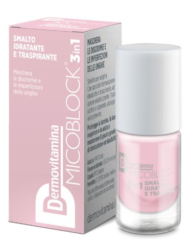 Dermovitamina micoblock 3 in 1 - smalto unghie idratante e trasparente anti-imperfezioni colore rosa chiaro - 5 ml