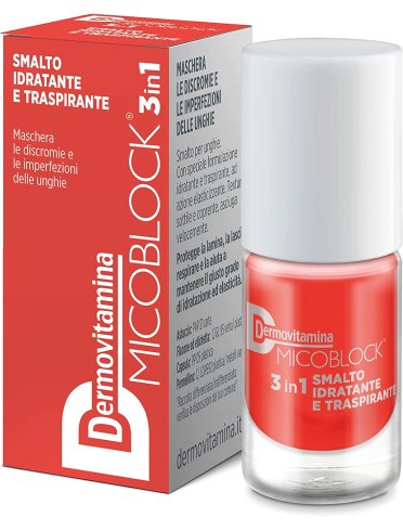 Dermovitamina micoblock 3 in 1 - smalto unghie idratante e trasparente anti-imperfezioni colore arancio brillante - 5 ml