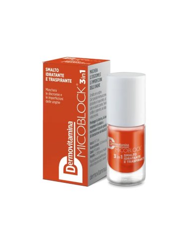 Dermovitamina micoblock 3 in 1 - smalto unghie idratante e trasparente anti-imperfezioni colore arancio scuro - 5 ml