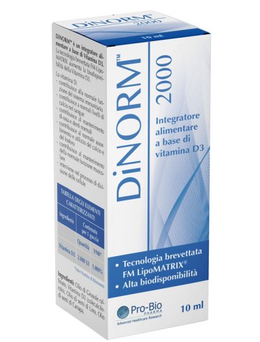 Dinorm 2000 gocce - integratore di vitamina d3 - 10 ml