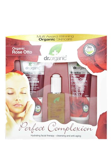 Dr. organic rosa - cofanetto rituale viso - 3 pezzi