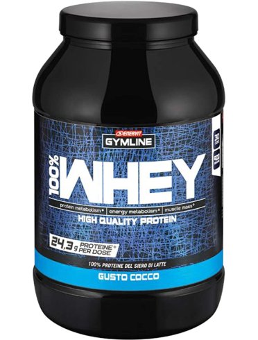 Enervit gymline 100% whey protein concentrate - integratore massa muscolare gusto cocco - 900 g
