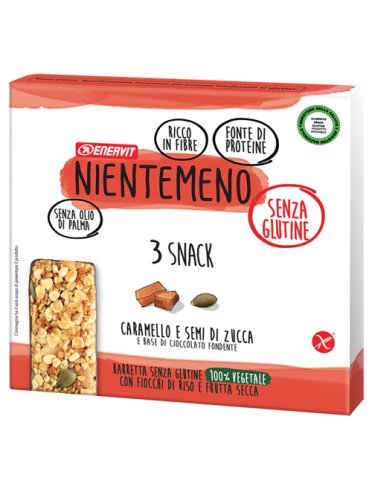 Enervit nientemeno - barretta proteica gusto caramello e semi di zucca - 3 pezzi