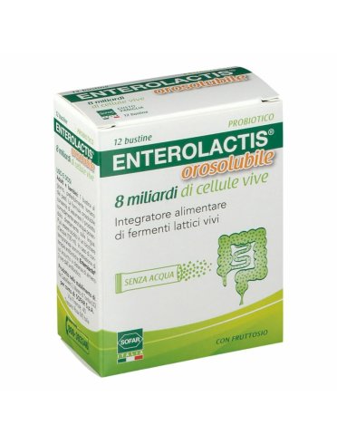 Enterolactis 8 miliardi - integratore di fermenti lattici - 12 bustine orosolubili