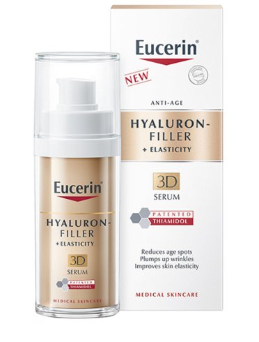 Eucerin hyaluron-filler + elasticity 3d serum - siero viso tripla azione anti-macchie, anti-rughe, elasticizzante - 30 ml