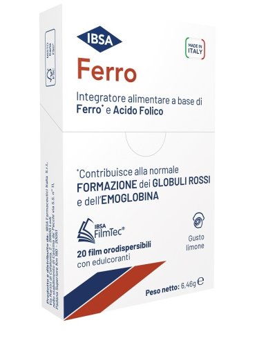 Ferro ibsa - integratore di ferro e acido folico - 20 film orodispersibili