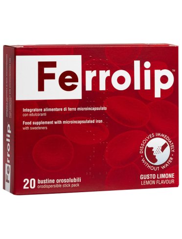 Ferrolip - integratore a base di ferro gusto limone - 20 bustine orosolubili