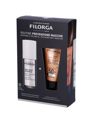 Filorga cofanetto zero macchie uv-bronze crema solare viso spf50+ 40 ml + siero skin-unify intensive 30 ml