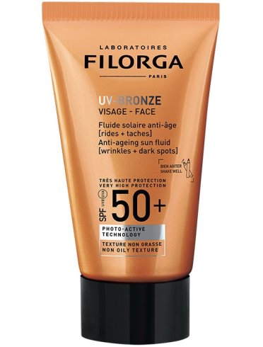 Filorga uv-bronze face - fluido solare viso anti-età con protezione molto alta spf 50+ - 40 ml