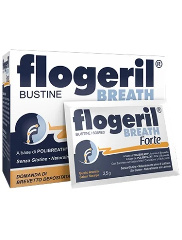 Flogeril breath forte - integratore per il benessere di naso e gola - 18 bustine Flogeril breath forte - integratore per il benessere di naso e gola - 18 bustine