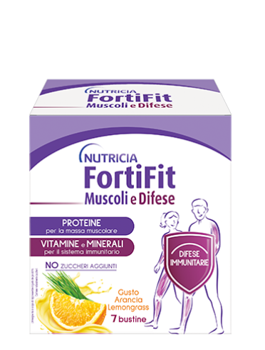 Nutricia fortifit muscoli e difese - proteine per massa muscolare gusto arancia - 7 bustine