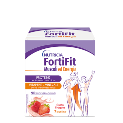 Nutricia FortiFit Muscoli ed Energia - Proteine per Massa Muscolare Gusto Fragola - 7 Bustine