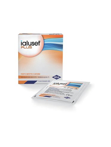 Ialuset plus - garza con acido ialuronico per il trattamento di ferite - formato 10x10 cm - 10 pezzi