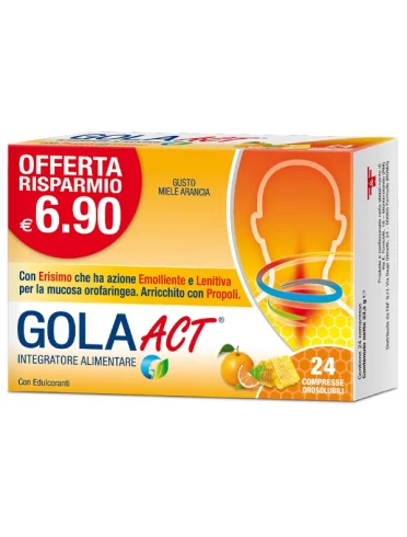 Gola act miele e arancia integratore vie respiratorie 24 compresse Gola act miele e arancia integratore vie respiratorie 24 compresse