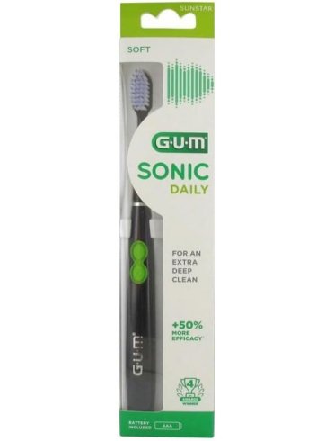 Gum sonic daily spazzolino morbido a batteria nero 1 pezzo