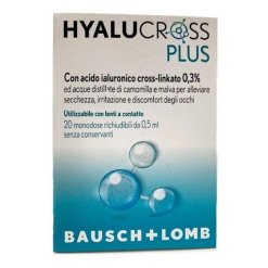 Hyalucross Plus - Collirio Monodose per Occhi Secchi - 20 Flaconcini x 0.5 ml