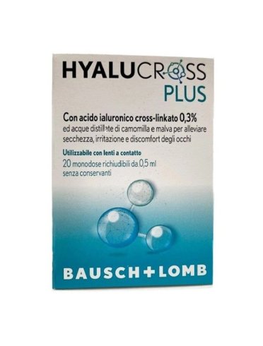 Hyalucross plus - collirio monodose per occhi secchi - 20 flaconcini x 0.5 ml