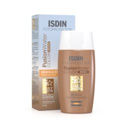 Isdin Fotoprotector Fusion Water Color - Crema Solare Viso con Colorata Bronzo con Protezione Molto Alta SPF 50 - 50 ml