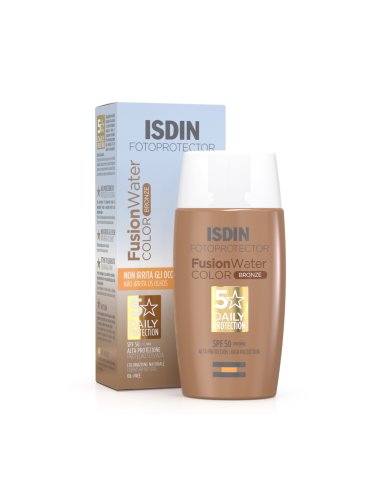 Isdin fotoprotector fusion water color - crema solare viso con colorata bronzo con protezione molto alta spf 50 - 50 ml