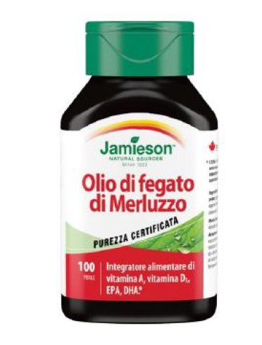 Jamieson olio di fegato di merluzzo integratore omega 3 100 perle
