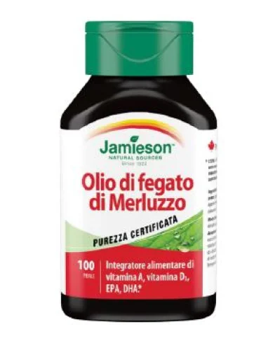 Jamieson olio di fegato di merluzzo integratore omega 3 100 perle Jamieson olio di fegato di merluzzo integratore omega 3 100 perle