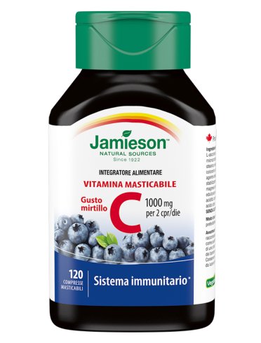 Jamieson vitamina c 1000 mg integratore mirtillo 120 compresse masticabili