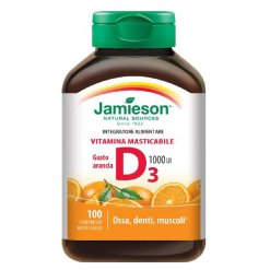 Jamieson Vitamina D3 Gusto Arancia Integratore Ossa Denti e Muscoli 100 Compresse Masticabili