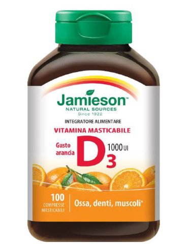 Jamieson vitamina d3 gusto arancia integratore ossa denti e muscoli 100 compresse masticabili