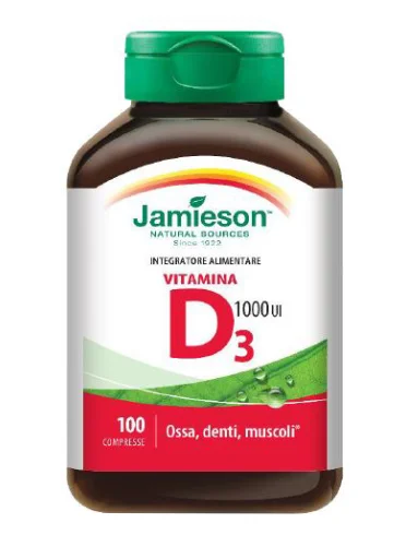 Jamieson vitamina d3 1000 ui integratore ossa denti e muscoli 100 compresse Jamieson vitamina d3 1000 ui integratore ossa denti e muscoli 100 compresse