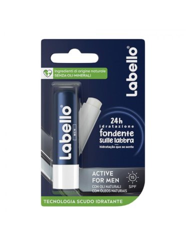 Labello active for men - stick labbra idratante con protezione solare bassa spf 15